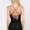 Textured Knit Bodycon Mini Dress – Lace Back, Black