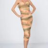 Tie-Dye Mesh Mini Dress with Sweetheart Neckline – Orange/Olive