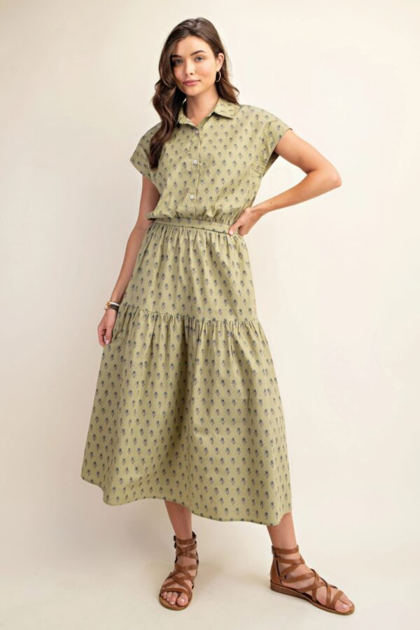 Cropped Drop-Shoulder Printed Cotton Shirt – Pistachio