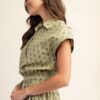 Cropped Drop-Shoulder Printed Cotton Shirt – Pistachio