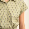 Cropped Drop-Shoulder Printed Cotton Shirt – Pistachio