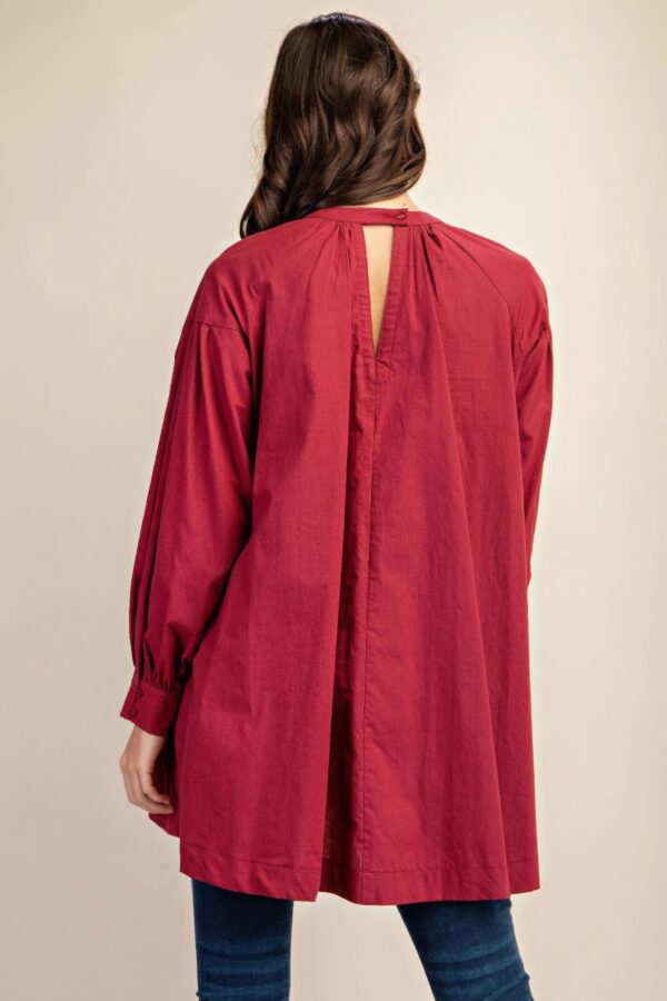 Long-Sleeve Mini Dress with Lace – Plum