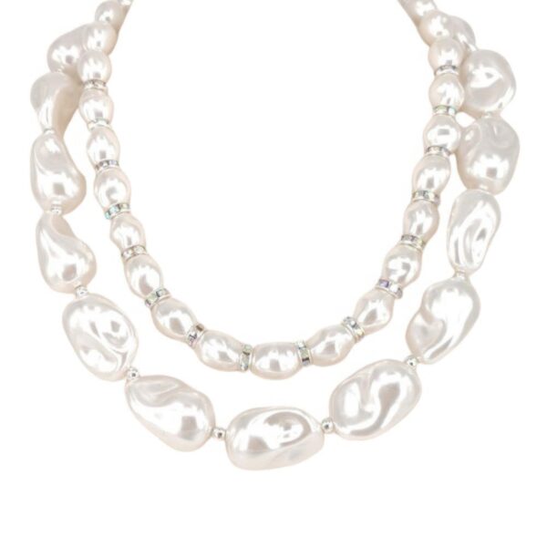 2-Layered Pearl Necklace – Double Strand White Pearls