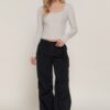 Long Sleeve Sweetheart Seam Knit Top – Silver