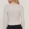 Long Sleeve Sweetheart Seam Knit Top – Silver
