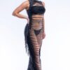 Fringe Cut-Out Maxi Dress – Black
