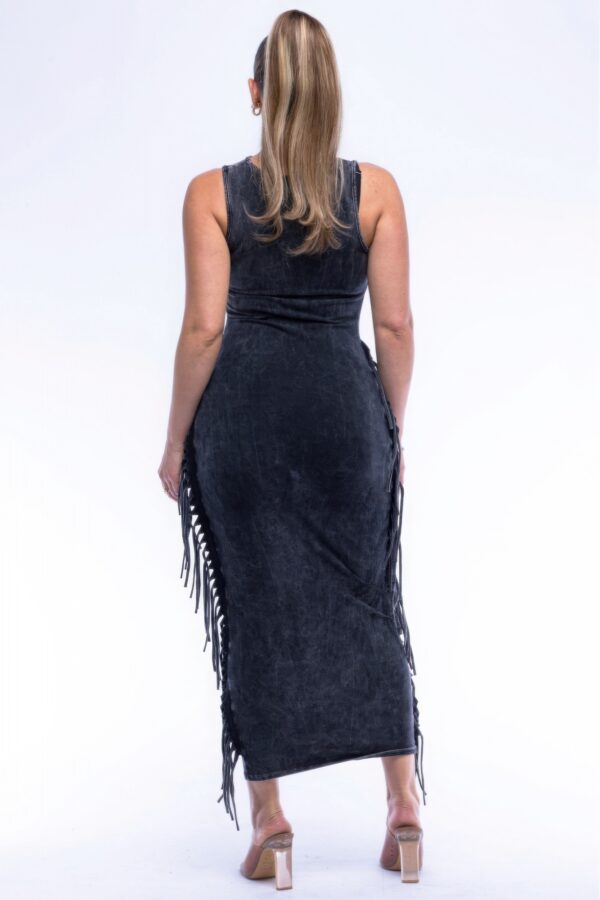 Fringe Cut-Out Maxi Dress – Black