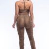Halter Top Ruched Pants Set – Bronze Metallic