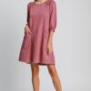 French Terry Mini Dress with Frayed Trim – Mauve