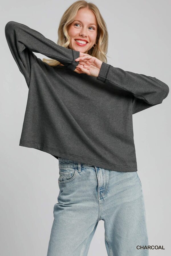 Stretch Modal Top – Soft Draped Charcoal