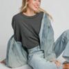 Stretch Modal Top – Soft Draped Charcoal