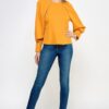 Raglan Long Sleeve Top with Back Neck Tie – Mustard