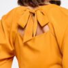 Raglan Long Sleeve Top with Back Neck Tie – Mustard