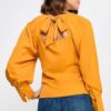 Raglan Long Sleeve Top with Back Neck Tie – Mustard