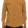 Men’s Ripped Denim Overshirt – Distressed Wheat