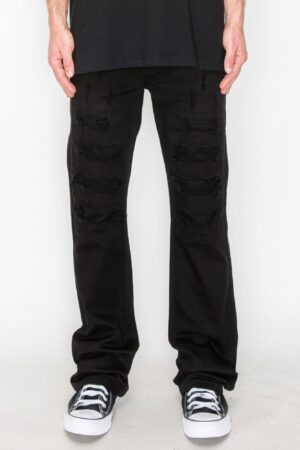 Bootcut Rip and Repair Jeans – Distressed Black