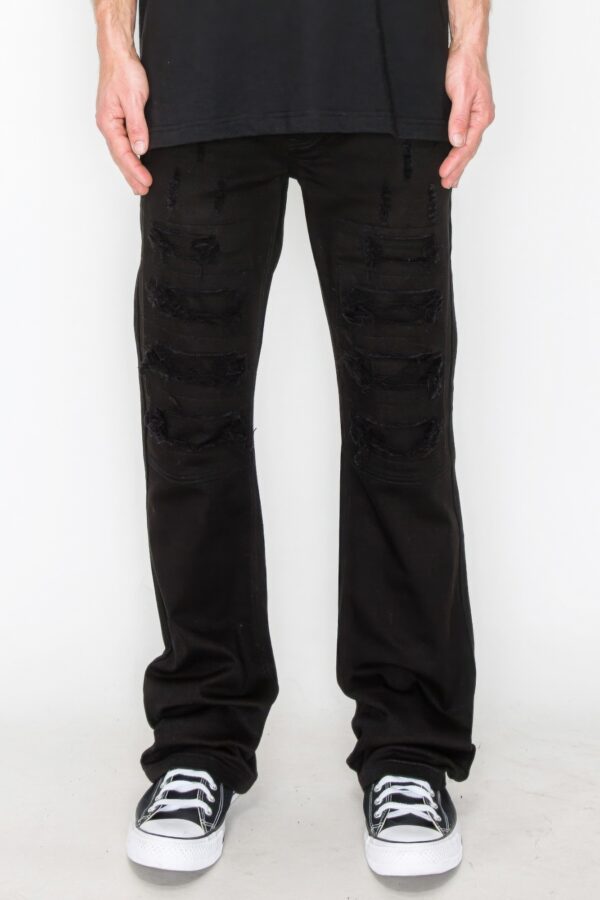 Bootcut Rip and Repair Jeans – Distressed Black