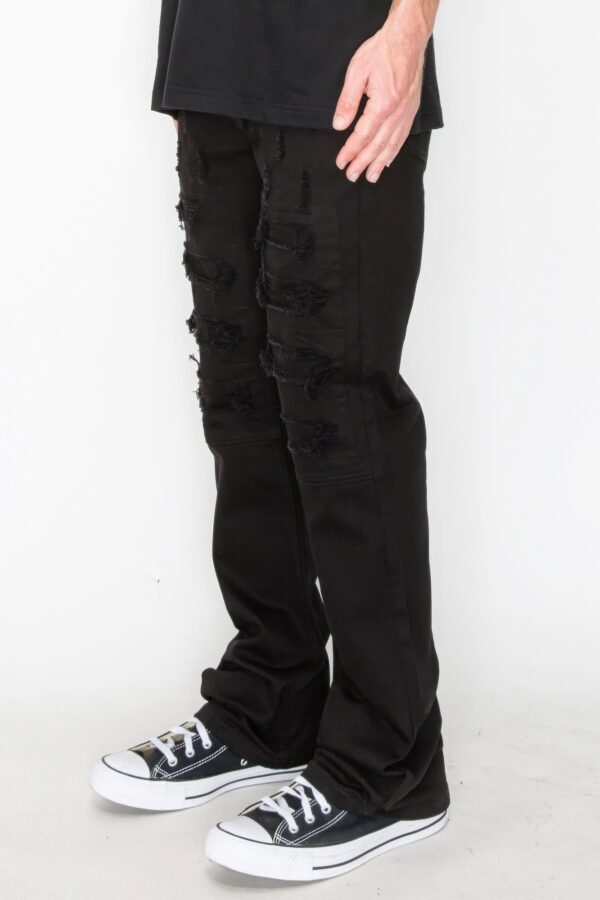 Bootcut Rip and Repair Jeans – Distressed Black