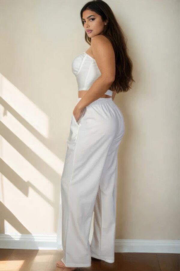 Plus Bustier Crop Cami & Slant-Pocket Straight Pants Set