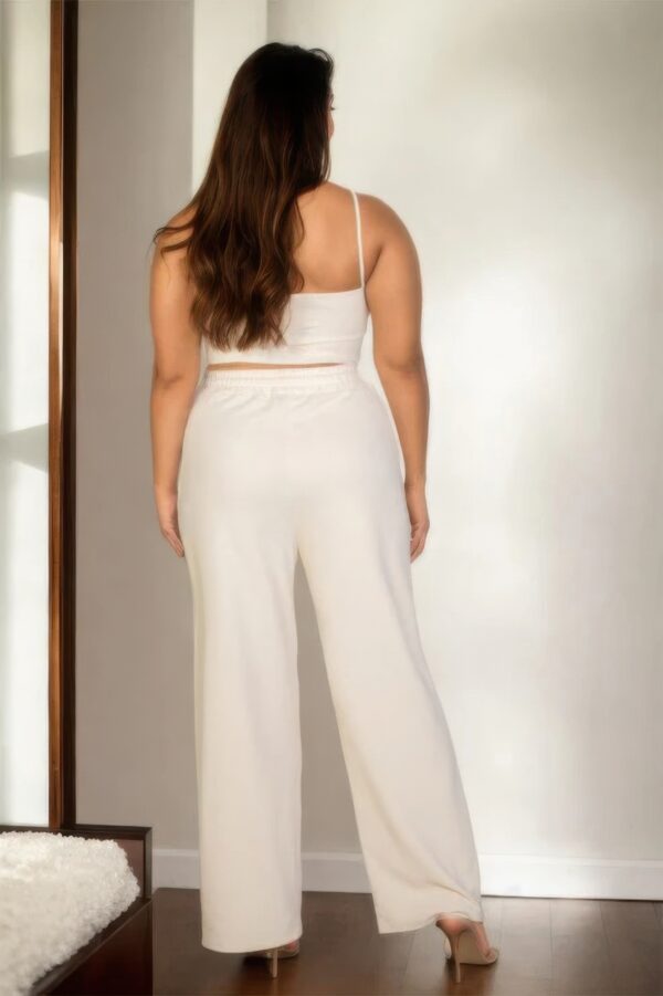 Plus Bustier Crop Cami & Slant-Pocket Straight Pants Set