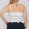 Plus Size Tiered Shirred Ruffle Crop Top – White