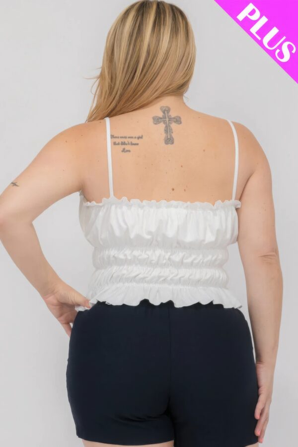 Plus Size Tiered Shirred Ruffle Crop Top – White