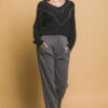 Pearl-Accent Knit Sweater – Black Luxe Detail