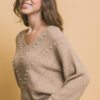 Pearl-Detail Sweater – Khaki