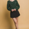 Pearl-Embellished Knit Sweater in Hunter Green