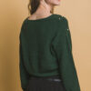Pearl-Embellished Knit Sweater in Hunter Green