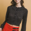 Short Collared Sweater with Metallic Thread – Black