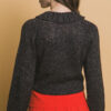 Short Collared Sweater with Metallic Thread – Black