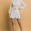 Short-Collared Sweater with Metallic Thread – Off White