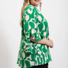 Geometric Print Ruffled Bell Sleeve Top – Plus Size Green