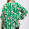 Geometric Print Ruffled Bell Sleeve Top – Plus Size Green