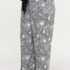 Plisse Palm-Print Plus-Size Pants with Contrast Tie