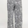 Plisse Palm-Print Plus-Size Pants with Contrast Tie