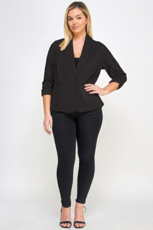 Techno Scuba Blazer with Pockets – Plus Size