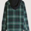 Plaid Hooded Shirt with Contrast Pockets – Forest Green