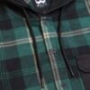 Plaid Hooded Shirt with Contrast Pockets – Forest Green
