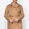 Double-Breasted Notch Belted Coat – Camel