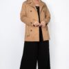 Double-Breasted Notch Belted Coat – Camel