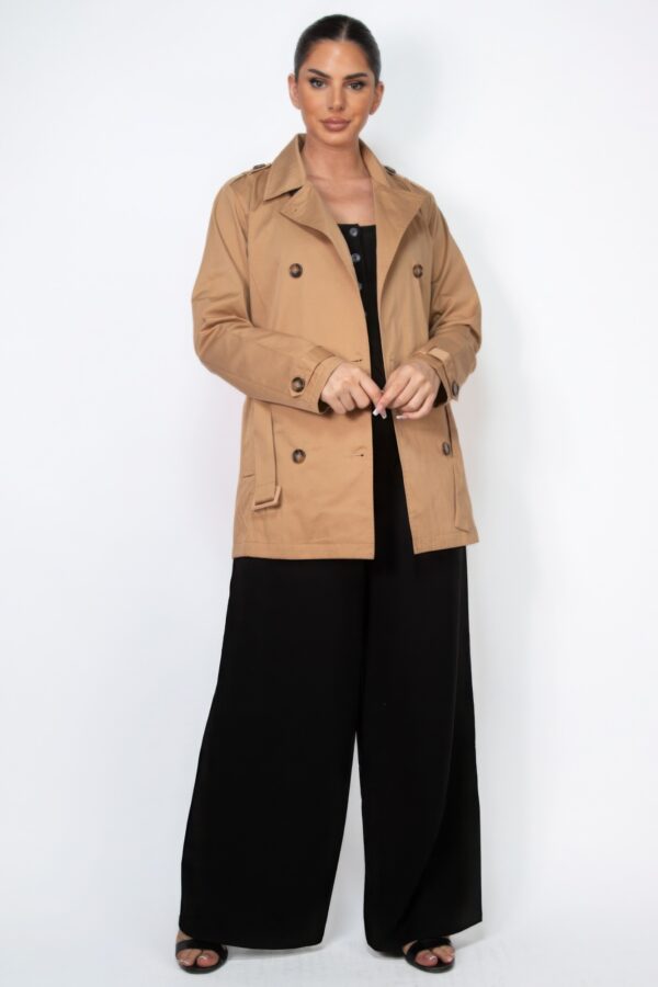 Double-Breasted Notch Belted Coat – Camel