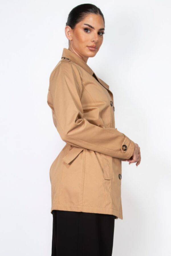Double-Breasted Notch Belted Coat – Camel