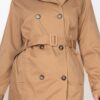Double-Breasted Notch Belted Coat – Camel