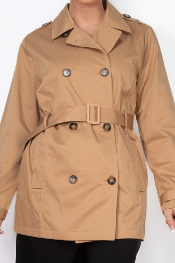 Double-Breasted Notch Belted Coat – Camel