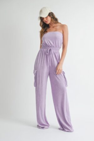 Tube Top Jumpsuit Romper – Lavender Strapless Silhouette
