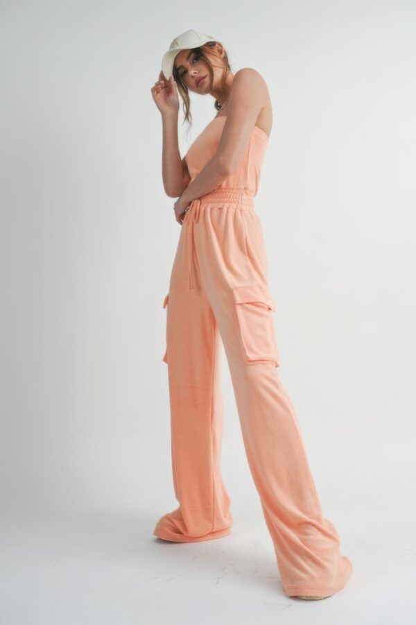 Peach Tube-Top Jumpsuit Romper – Relaxed-Leg Summer Staple