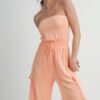 Peach Tube-Top Jumpsuit Romper – Relaxed-Leg Summer Staple
