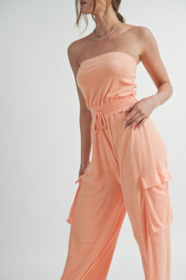 Peach Tube-Top Jumpsuit Romper – Relaxed-Leg Summer Staple